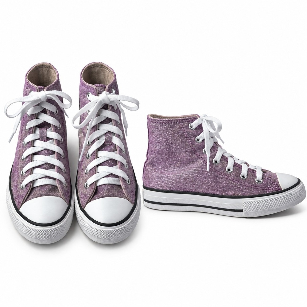 CONVERSE Chuck Taylor All Star Disco Glitter Hi-Top Sneaker Youth Sz 3 Purple